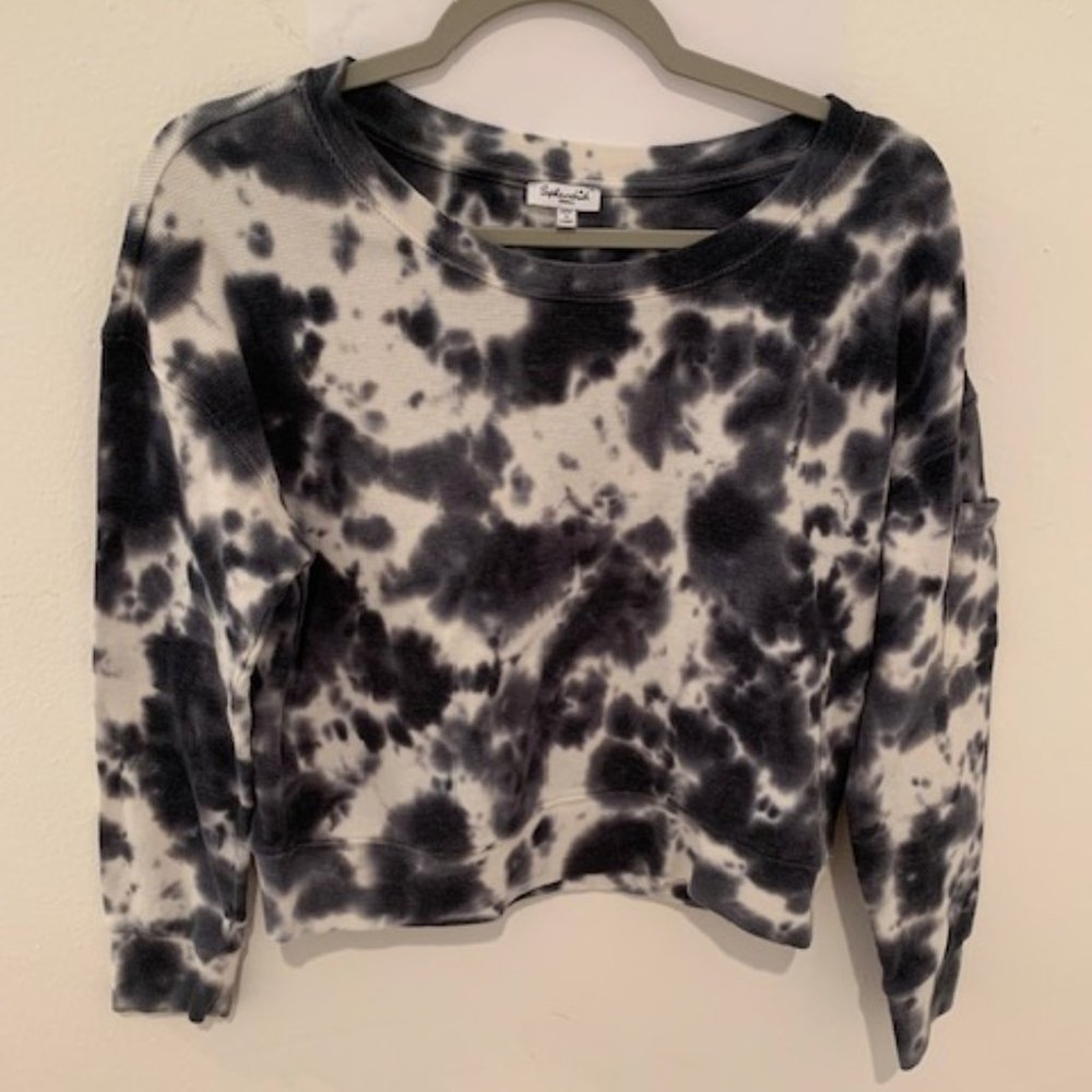 Splendid black and white tie dye long sleeve top size small